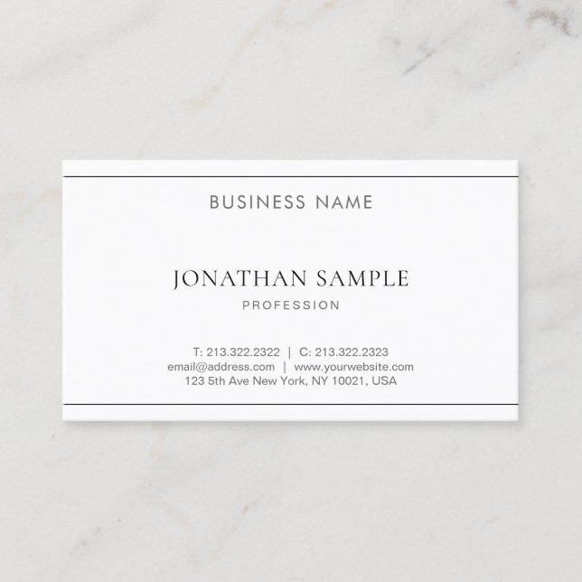 Stylish Modern Popular Simple Plain Professional Business Card (Front)