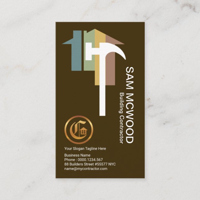 Stylish Modern Professional Colourful Home Builder Business Card (Front)
