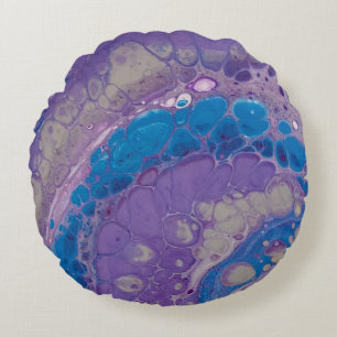 Stylish Modern Purple Blue Grey Abstract Round Pillow