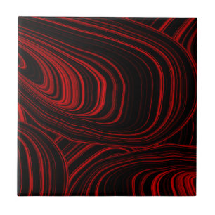 Stylish Modern Red and Black Abstract Pattern Tile
