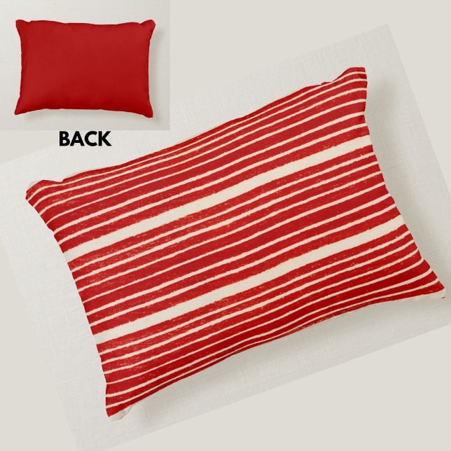 Stylish Modern Red and White Stripes Accent Pillow (A stylish red and white striped pillow)
