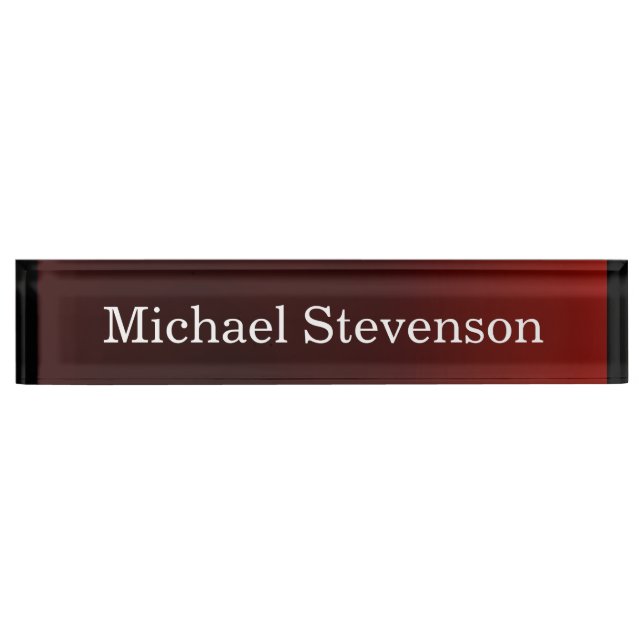 Stylish Modern Red Elegant Nameplate (Front)