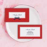 Stylish Modern Red & White Polka Dot Blue Ribbon