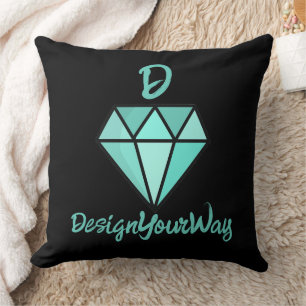 stylish modern retro diamond black topography throw pillow