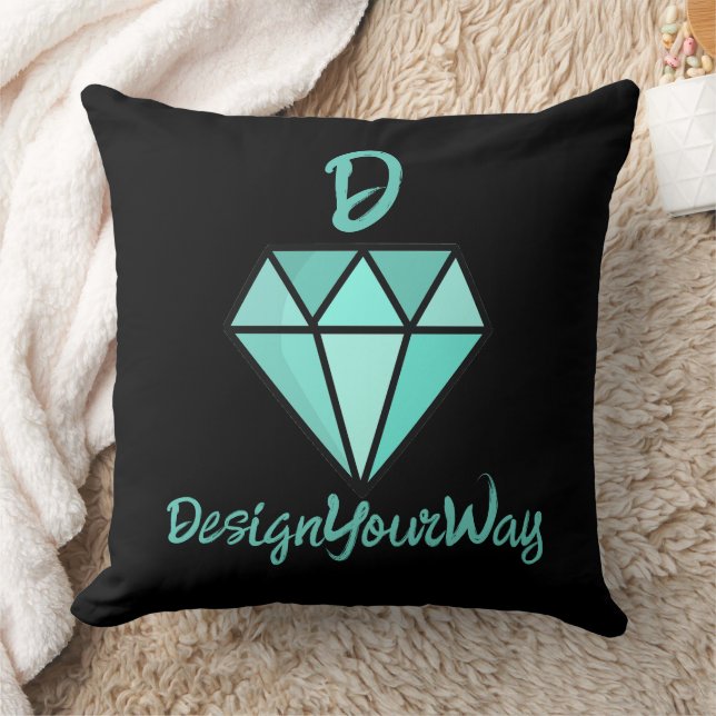 stylish modern retro diamond black topography throw pillow (Blanket)