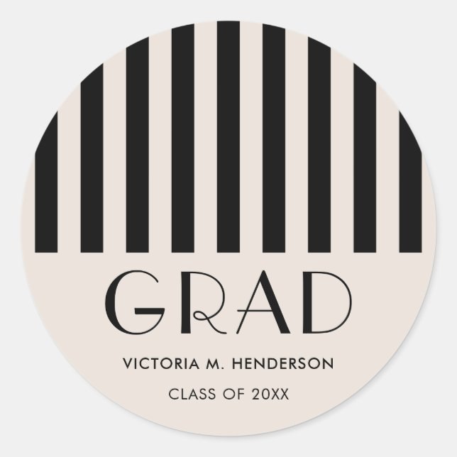 Stylish Modern Retro Graduation Party Classic Round Sticker (Front)