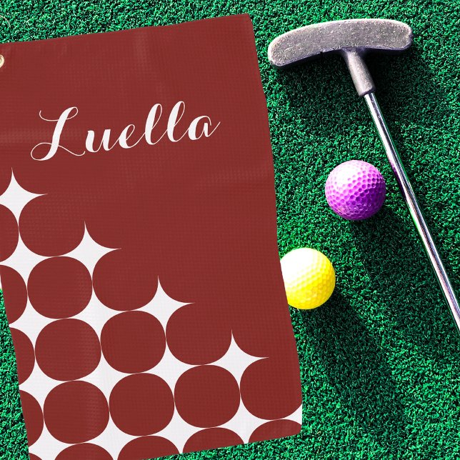Stylish Modern Retro Red Golf Towel (Creator Uploaded)