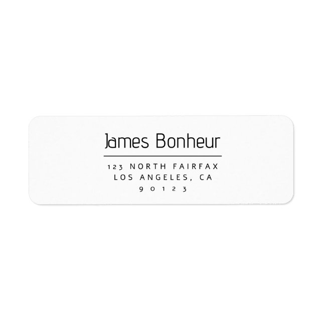Stylish Modern Return Address Black & White (Front)