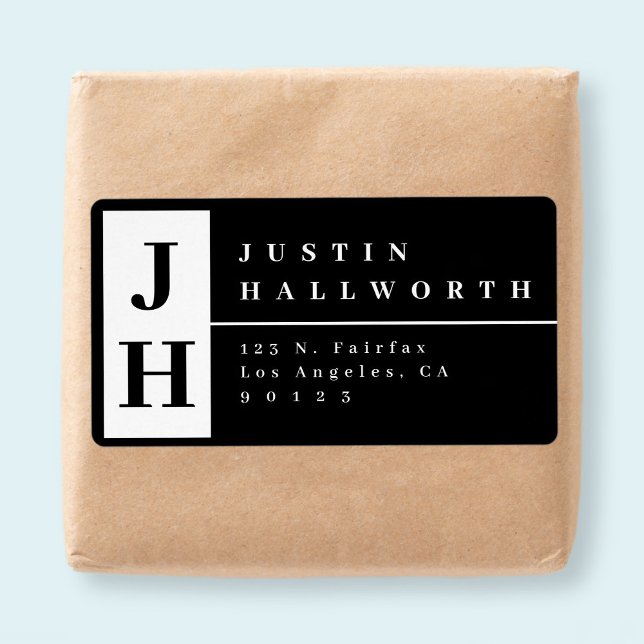 Stylish Modern Return Address Black & White (Creator Uploaded)