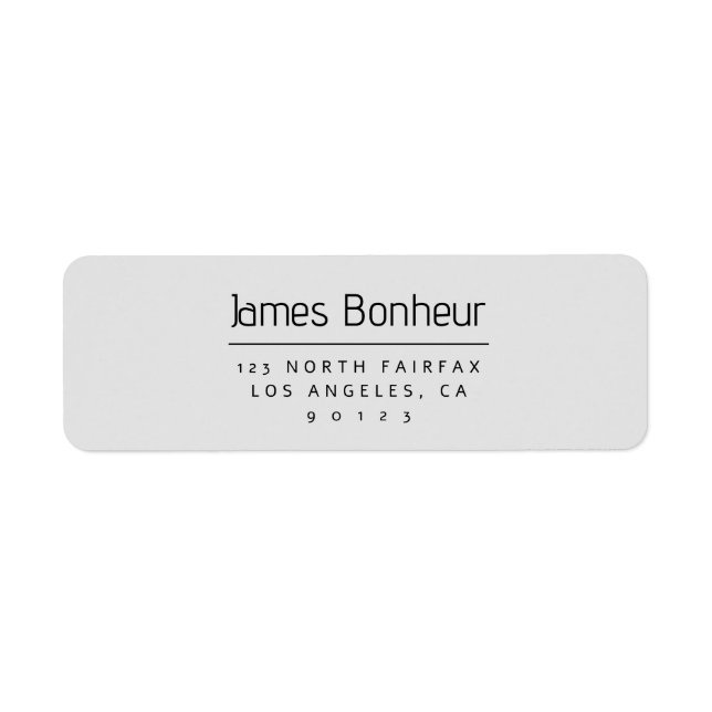 Stylish Modern Return Address Grey & White (Front)