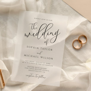 Stylish Modern Script Black  Wedding Acrylic Invitations