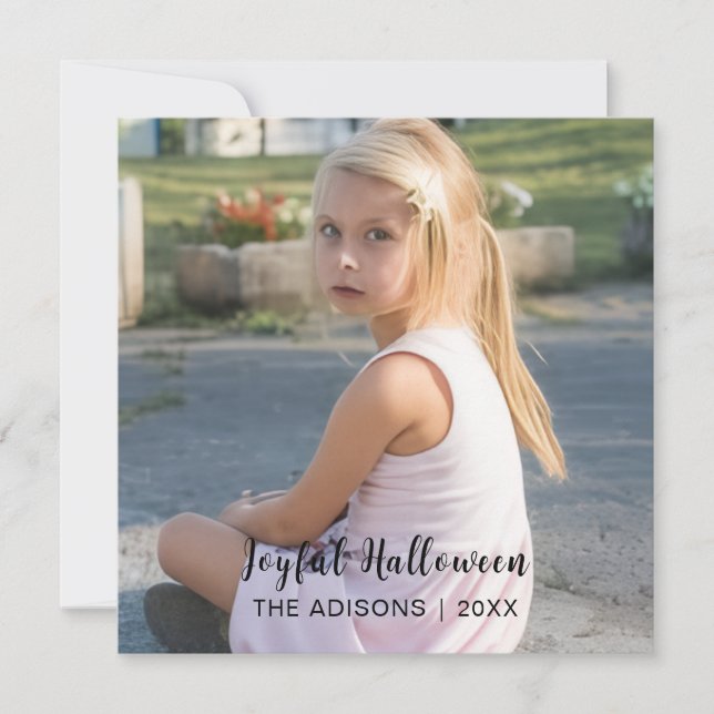 Stylish Modern Script Halloween Photo Holiday  (Front)