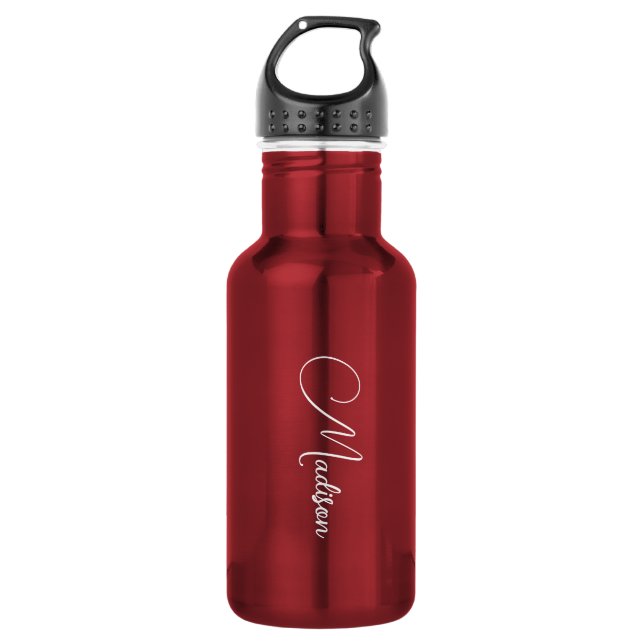 Stylish Modern Script Name Red 532 Ml Water Bottle (Front)