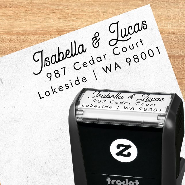 Stylish Modern Script Return Address Stamper Self-inking Stamp (Creator Uploaded)