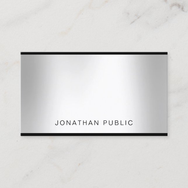 Stylish Modern Silver Look Professional Elegant Business Card (Front)