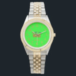 STYLISH MODERN SILVERY GOLDEN NEON GREEN BRANDED WATCH<br><div class="desc">THIS IS A DESIGN FITTING FOR EVERYONE.YOU CAN CHANGE, RESIZE OR ADD LOGO, PHOTO, TEXT AND COLOURS THE WAY YOU LIKE.THANK YOU.</div>