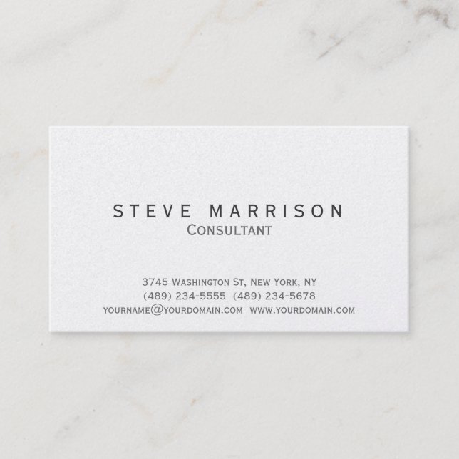 Stylish Modern Simple Consultant Business Card (Front)