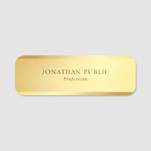 Stylish Modern Simple Template Glamourous Gold Name Tag