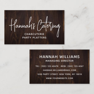 Stylish Modern Simple Wood Elegant Script Catering Business Card