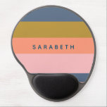 Stylish Modern Stripes in Pretty Earth Tones Name  Gel Mouse Pad<br><div class="desc">A simple stylish and colourful design of fun stripes in a cute earth tone colour palette of navy blue,  coral,  pink,  and green,  personalized with name or wording of your choice.</div>