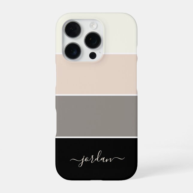 Stylish Modern Stripes Pattern with Name iPhone Case (Back)