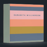 Stylish Modern Stripes Pretty Earth Tones Custom Binder<br><div class="desc">Stay organized in style with this 3 ring binder featuring a sleek modern stripe design in soft earth tones. The combination of navy, peach, coral, pink, ochre, and sage green creates a sophisticated and calming aesthetic, perfect for brightening up your workspace or school supplies. Whether you're using it for important...</div>