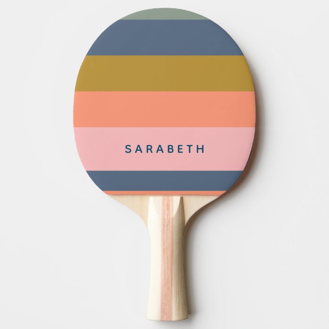 Stylish Modern Stripes Pretty Earth Tones Custom Ping Pong Paddle (Front)