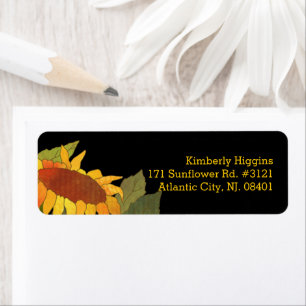 Stylish Modern Sunflower Black Address