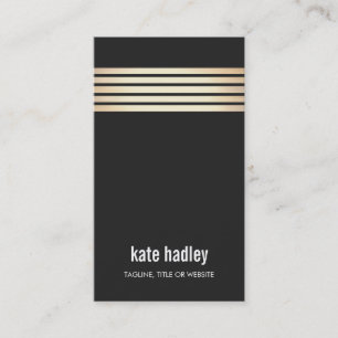 Stylish Modern Thin Gold Striped Pattern Black Business Card
