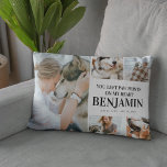 Stylish Modern Tribute Quote Photo Pet Remembrance Accent Pillow<br><div class="desc">A modern personalized pet memorial pillow that is stylish and can be displayed with love and pride in your home. Featuring a photo collage of you and your beloved pet, and a sympathy quote that reads "you left paw prints on my heart, your dogs name, and the dates. A wonderful...</div>