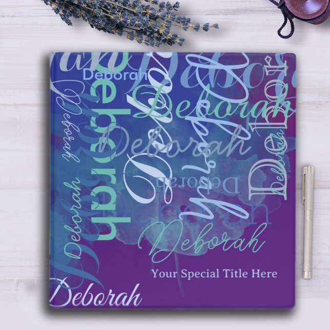 Stylish Modern Typography Watercolor Blue Binder (Creator Uploaded)