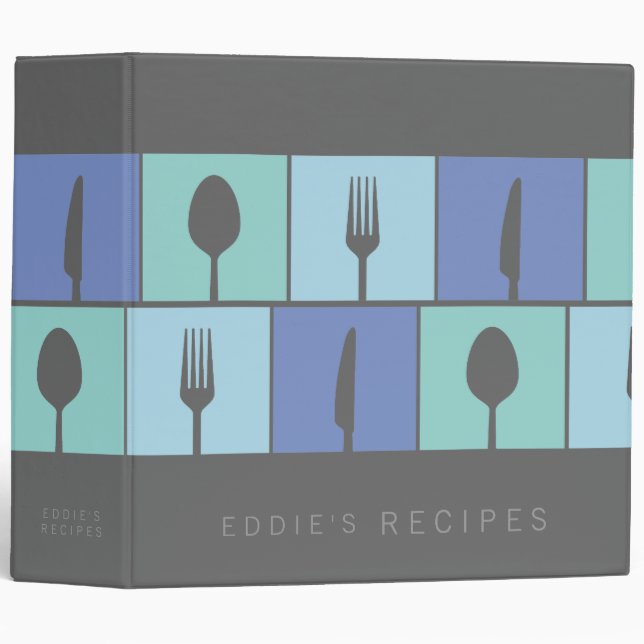 Stylish Modern Vector Cooking Recipe Organizer Binder (Front/Spine)