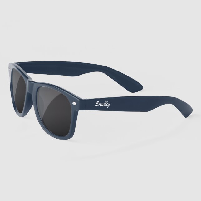 stylish Modern White Personalized Name Custom Sunglasses (Left)