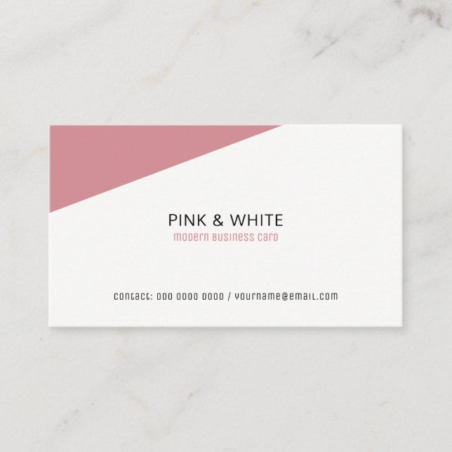 stylish modern white pink professional woman business card (Front)