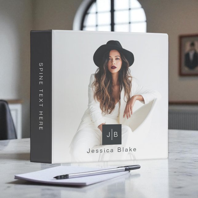 Stylish Modern Woman Entrepreneur Monogram 2 Photo Binder (Creator Uploaded)