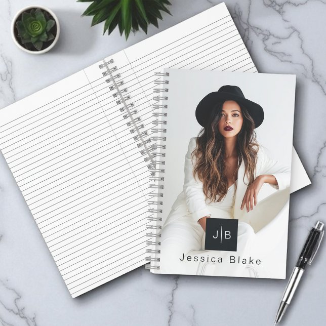 Stylish Modern Woman Entrepreneur Monogram Photo Notebook (Creator Uploaded)