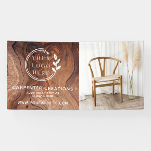 Stylish Modern Wooden Carpentry Logo Photo Banner