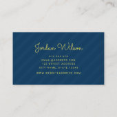 Stylish Modern Yellow and Blue Stripes Business Card (Back)