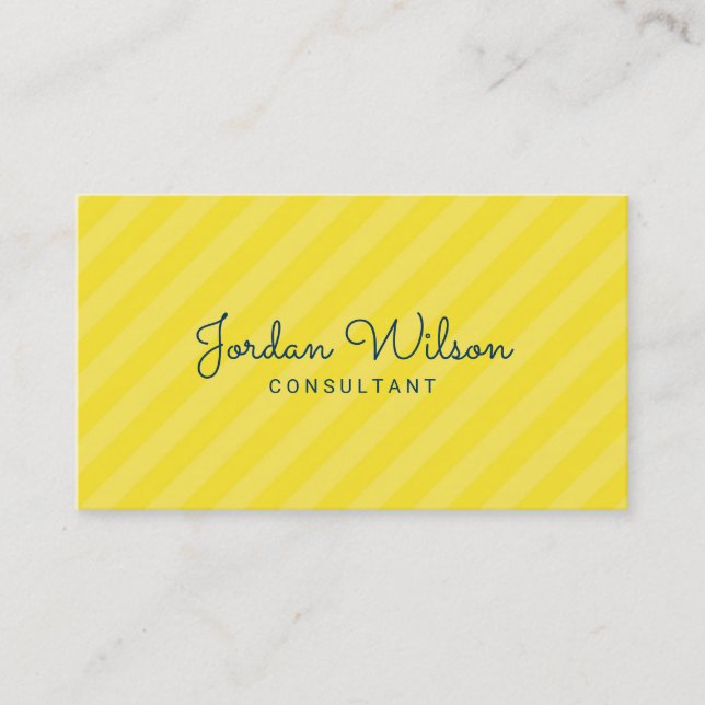 Stylish Modern Yellow and Blue Stripes Business Card (Front)