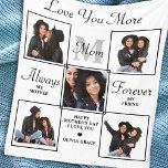 Stylish MOM Personalized Monogram 5 Photo Collage Fleece Blanket<br><div class="desc">Surprise mom this mothers day with a personalized 5 photo unique mother poem & monogram blanket. " Love You More" - "Always My Mother, Forever My Friend" Personalize this mom blanket with favourite photos, message and name.. Visit our collection for the best mom mother's day gifts and personalized mom gifts....</div>