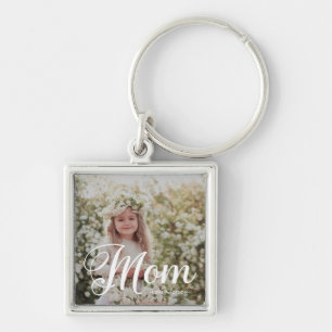 Stylish Mom Typography Photo and Name Keychain