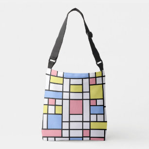 Stylish Mondrian Abstract Art with Pastel Colours Crossbody Bag