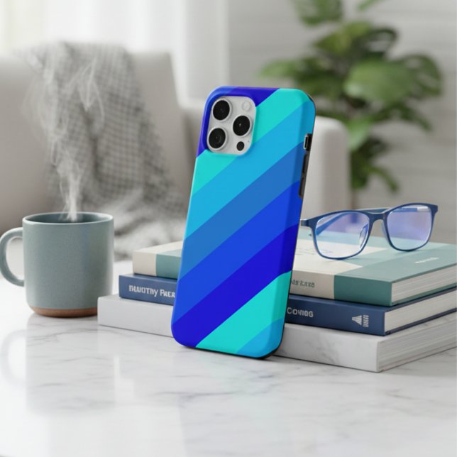 Stylish monochrome Blue Stripes aesthetic Case-Mate iPhone Case (Creator Uploaded)