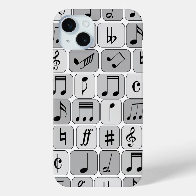Stylish Monochrome Geometric Music Notes Pattern Case-Mate iPhone Case (Back)
