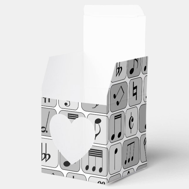 Stylish Monochrome Geometric Music Notes Pattern Favor Box (Opened)