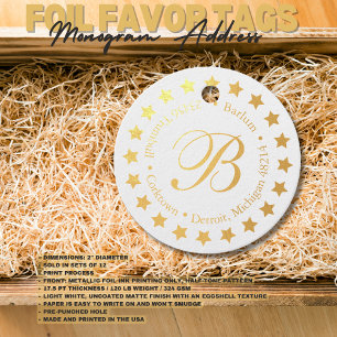 Stylish Monogram Address Stars  Favour Tags