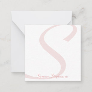 Stylish Monogram Blush Pink Minimalist Card