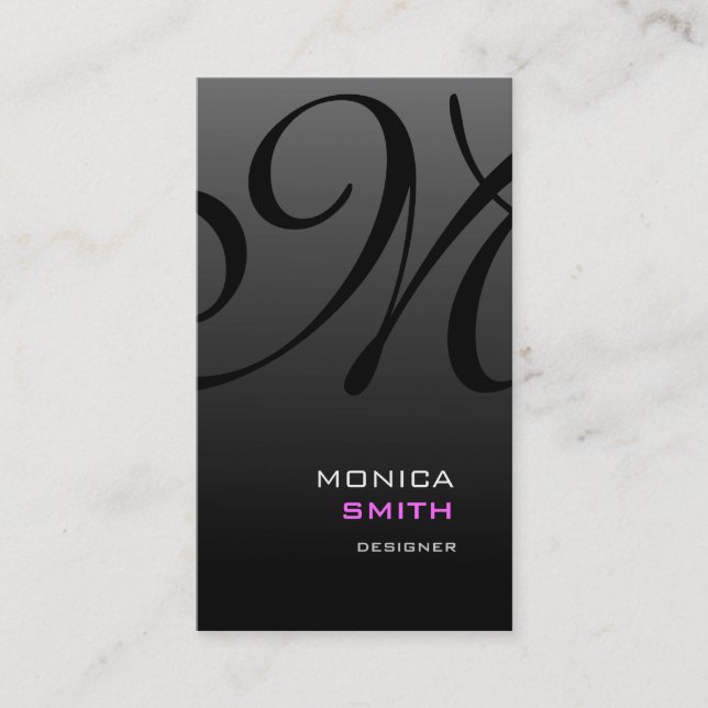 Stylish Monogram Business Card Two Sided (Front)