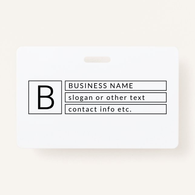 Stylish Monogram & Business Name (or other text) Badge (Front)