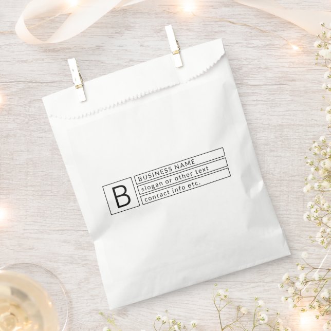 Stylish Monogram & Business Name (or other text) Favour Bag (Clipped)